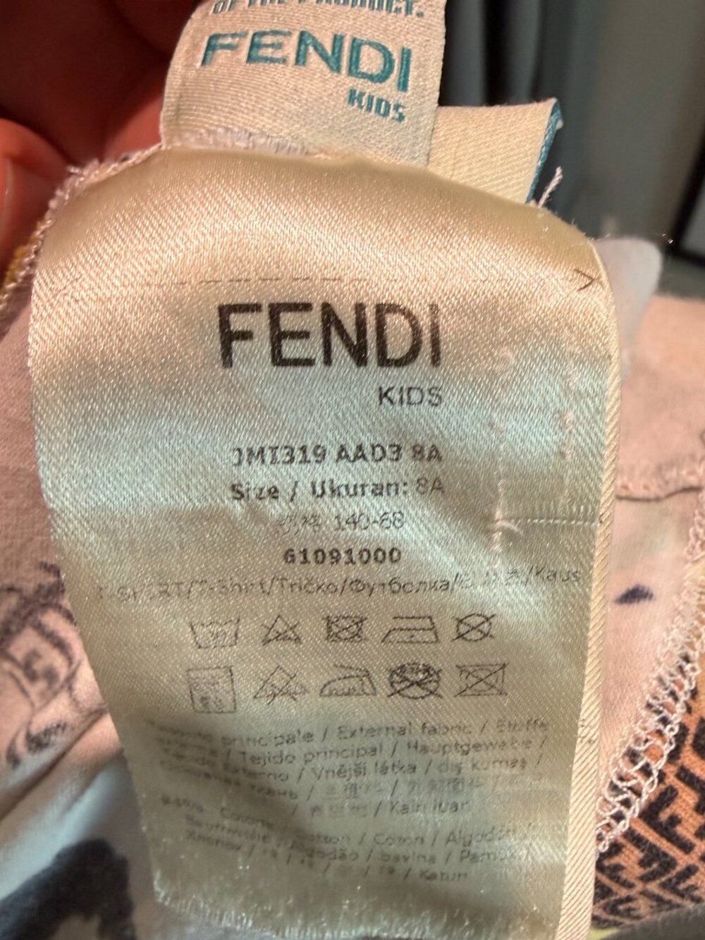 Fendi Kids Shirt Short Sleeve Tee Size 8 A Authentic RARE All-Over-Print AOP - Picture 13 of 14